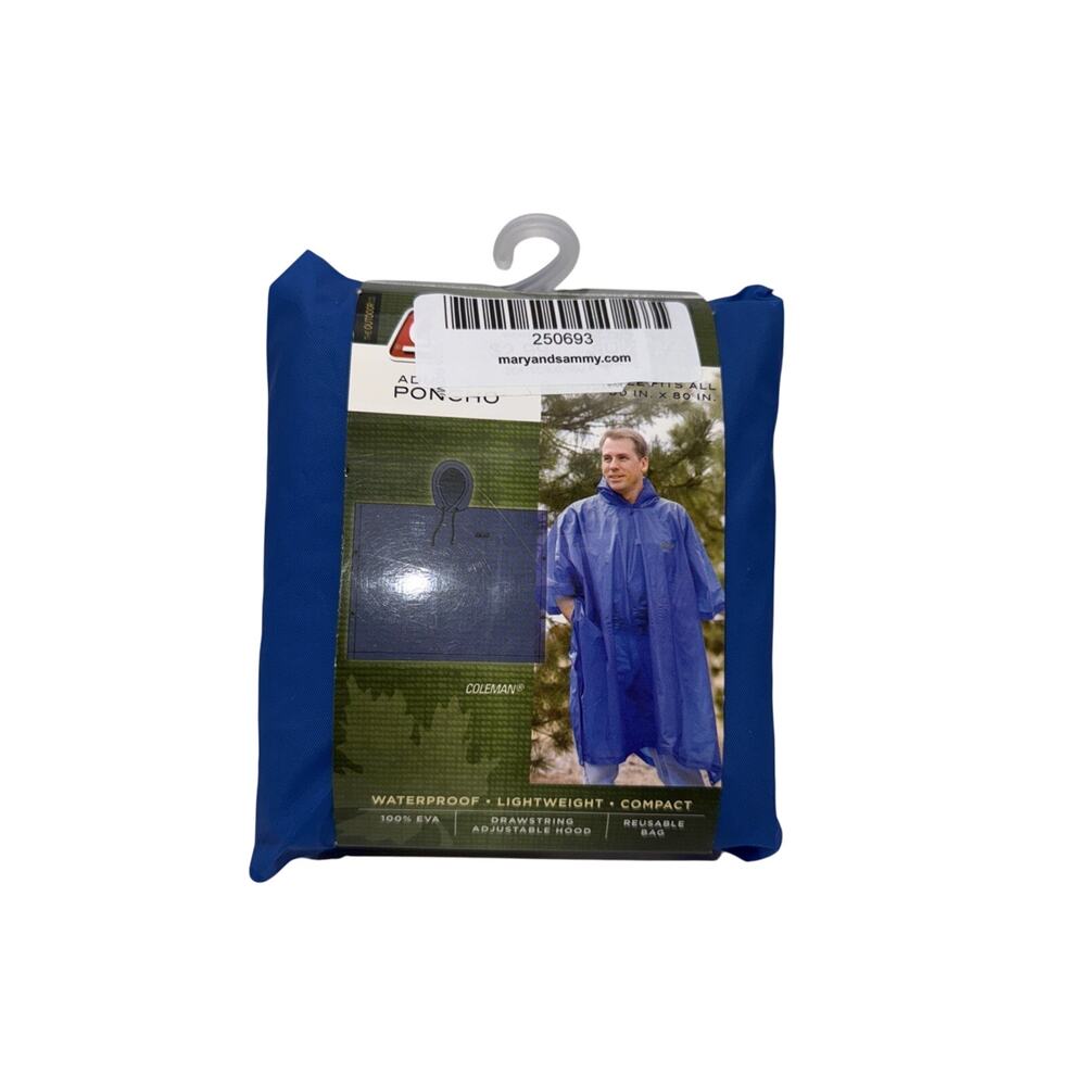 Coleman Adult EVA Waterproof Poncho w’ reusable bag - 1 Size Fits All 50” x 80”